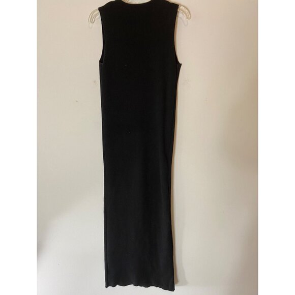 Dazy Black Sleeveless Button-Down Ribbed Maxi Dress Small - Picture 2 of 8
